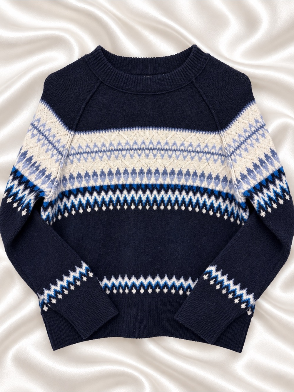 Aerie Women’s XS Navy Cream Fair Isle Crewneck Sweater